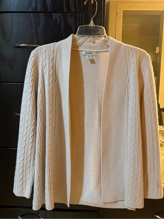 Hannah Sweaters - Hannah Cream Open-Front Cable & Ribbed Cardigan